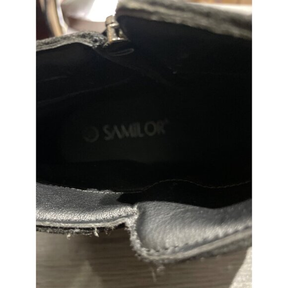 Saimilor Black Suede Platform Ankle Boots With Side Zipper & Ribbed Soles 11 - Picture 7 of 8